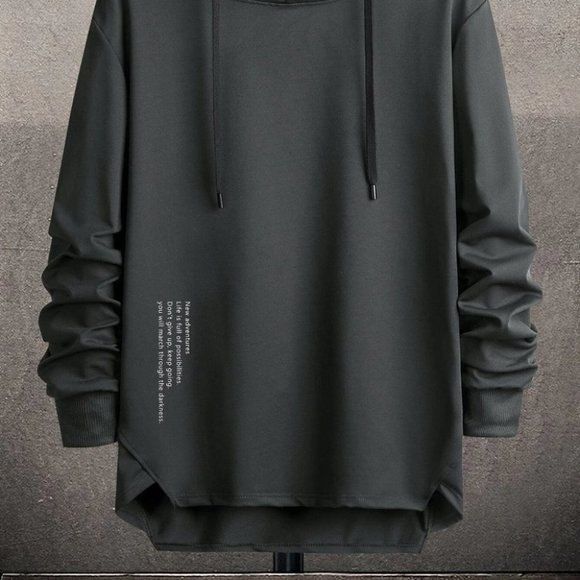 Dark Grey Mens Hoodie - Picture 2 of 7